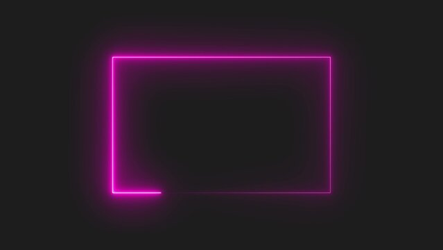Bright neon pink rectangular frame glowing with light effect on a dark background for modern creative design and digital screen borders or technology interface elements for web presentation