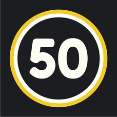 Obraz premium speed limit 50 road sign duotone icon on dark background