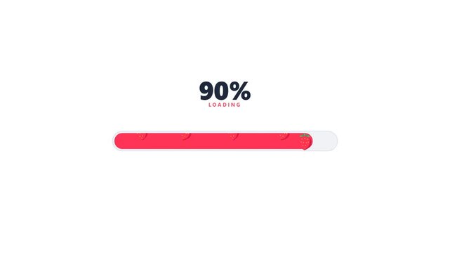 Cute strawberry loading progress bar animation design vector