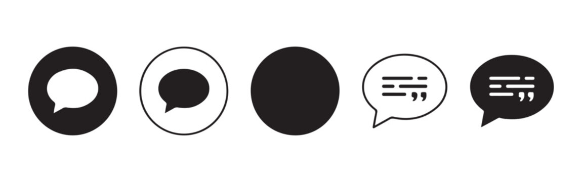 Collection of circular chat bubbles and quotation marks for messaging and text UI icons.