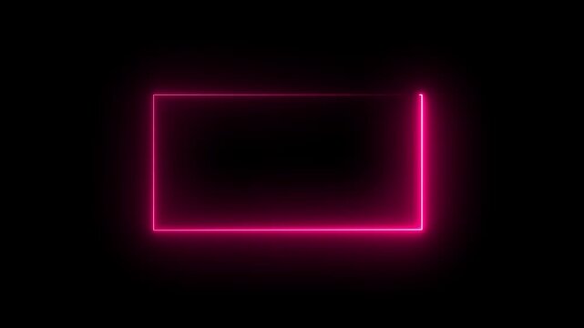 Animation of glowing neon rectangles abstract background. abstract glowing blue neon rectangle border frame. 
