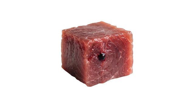 Cube Of Raw Red Meat Isolated