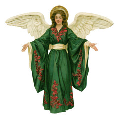 Fototapeta premium PNG Vintage Christmas angel illustration wearing a green robe