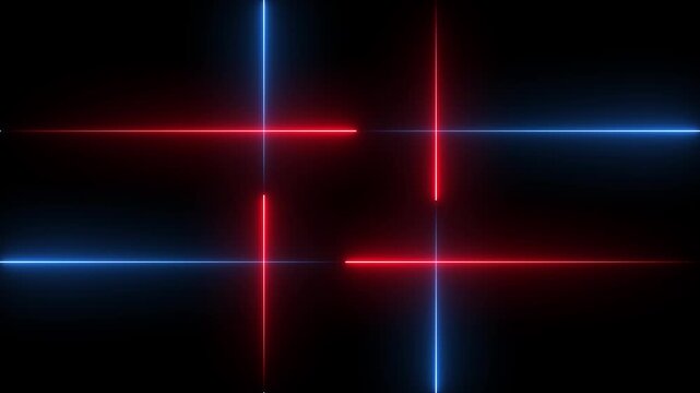 red and bule neon lights digital animation, Rectangular Fire effect Animation. Fire Flame Gradually Appearing in A rectangle Frame. Glowing neon line light Black Background