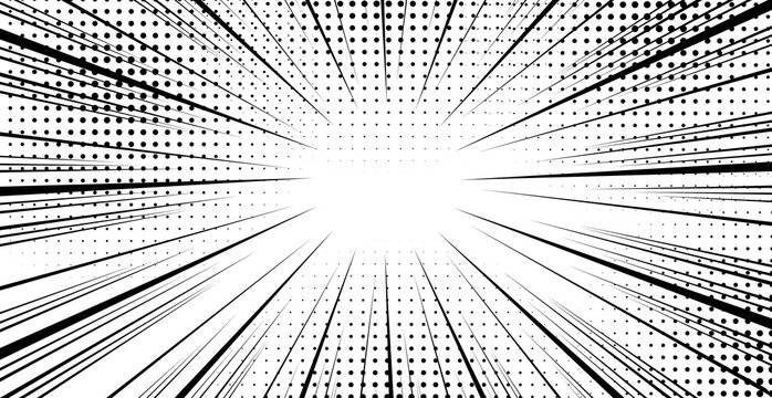 Halftone radial texture. Comic style grain background. Pop art faded textured frame. Grunge speckle effect.