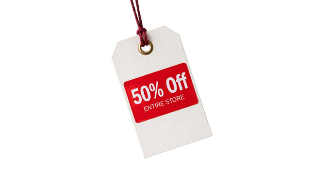 Black friday sale fifty percent off discount tag isolated on transparent background