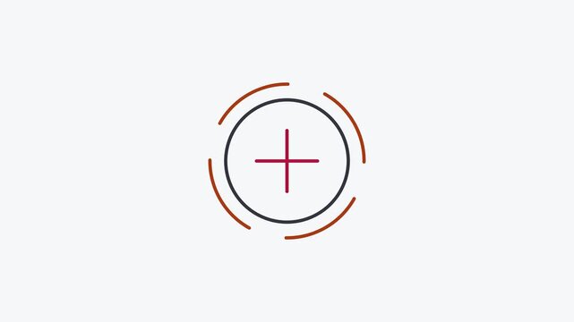 Seamless 4K looping animation of a flat add plus icon in orange and amber, centred on a clean light background with plenty of copy space. Simple two tone vector shapes and smooth motion. Horizontal 16