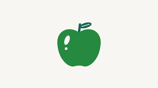 Animated flat apple fruit icon in a minimal vector style, fresh green on a bright light background. Smooth 4K seamless loop with the symbol isolated in the centre of the frame, leaving room for text. 