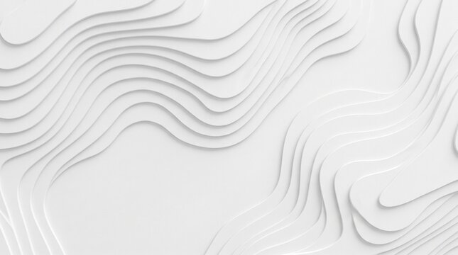 Abstract white background with layered topographical wave lines