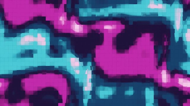 Datamosh Glitch Compression Artifact Bloom With Smearing Macroblocks and Melting Pixel Trails, Seamless Loop in vibrant magenta tones