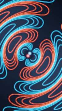 Oscillating Dipole Radiation With Electric Field Line Loops Detaching And Propagating Seamless Loop in soft cyan tones vertical 9:16