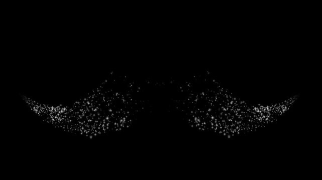 Sparkling glitter stars with pulsing white glow, magical light path motion, shimmering fairy dust trails, dreamy twinkling star fields, luxury fantasy overlay animation on black background, 4k loop