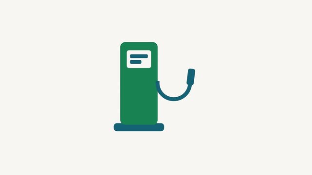 Seamless 4K looping animation of a flat charging station icon in fresh green, centred on a clean light background with plenty of copy space. Simple two tone vector shapes and smooth motion. Horizontal