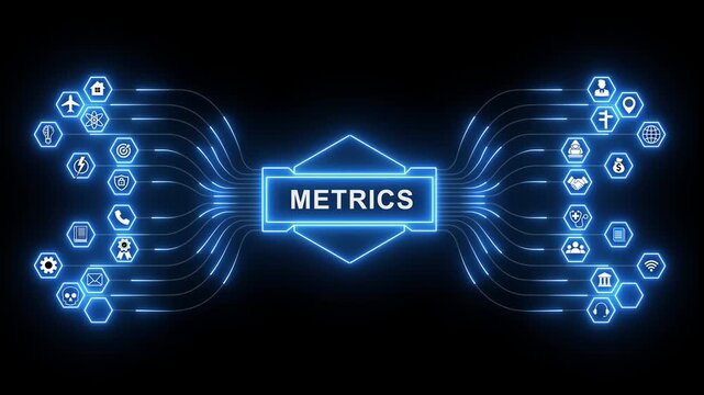 Business performance dashboard powered by Metrics interface with secure analytics monitoring and advanced digital management system technology 4K animation video