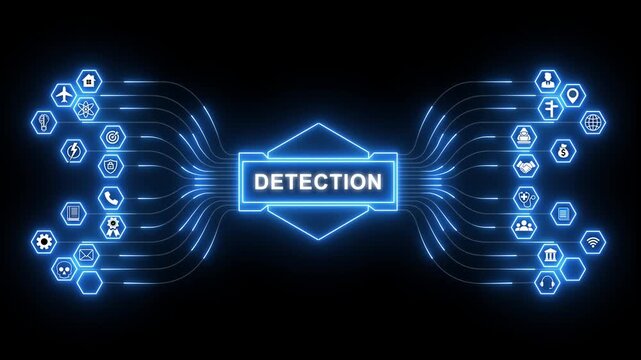 Cyber security analytics dashboard powered by Detection interface with secure network monitoring and advanced digital threat protection technology 4K animation video