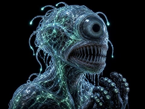 Bioluminescent Cyclops Alien Monster Dark Fantasy Artwork