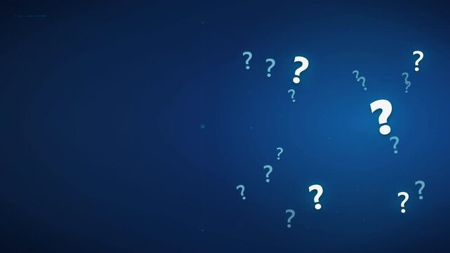 Question Mark Animation on Blue Background - A Symbol of Inquiry and Curiosity.