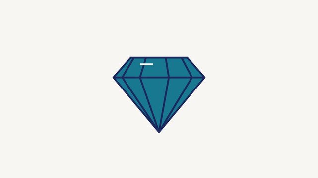 Seamless 4K looping animation of a flat diamond shape icon in teal and turquoise, centred on a clean light background with plenty of copy space. Simple two tone vector shapes and smooth motion. Horizo