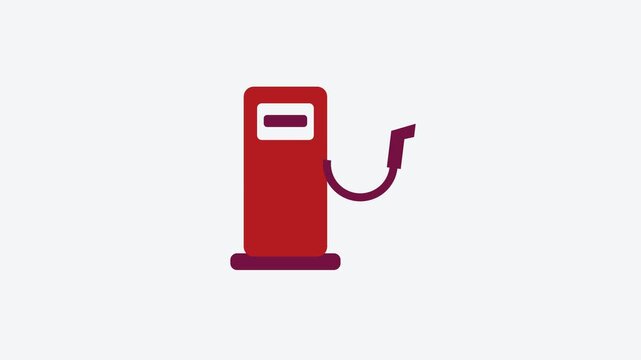 Animated flat fuel pump icon in a minimal vector style, red and crimson on a bright light background. Smooth 4K seamless loop with the symbol isolated in the centre of the frame, leaving room for text