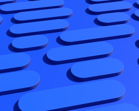 Blue rounded capsule shapes pattern abstract 3D render