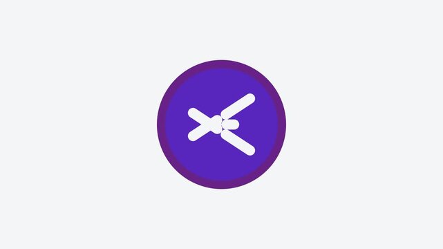 Animated flat hamburger menu icon in a minimal vector style, purple and violet on a bright light background. Smooth 4K seamless loop with the symbol isolated in the centre of the frame, leaving room f
