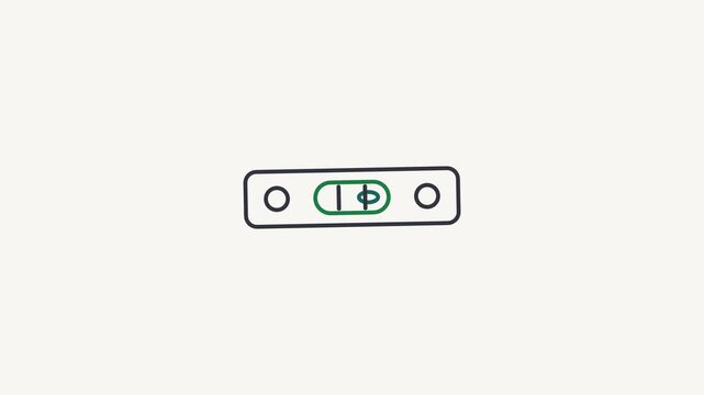 Animated flat level tool icon in a minimal vector style, fresh green on a bright light background. Smooth 4K seamless loop with the symbol isolated in the centre of the frame, leaving room for text. W