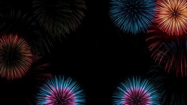  Colorful fireworks exploding softly at edges