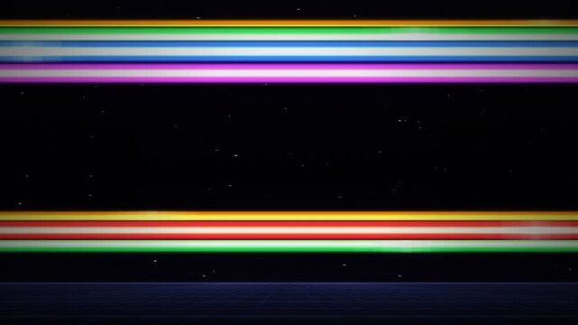 Retro Demoscene Copper Raster Bars Bouncing Over Starfield Seamless Loop