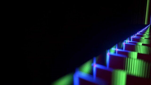 暗黒の真空空間にフォトニック結晶の光波面が展開する物理CG背景