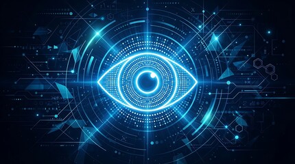 Fototapeta premium Futuristic digital eye concept for artificial intelligence and cybersecurity web banner