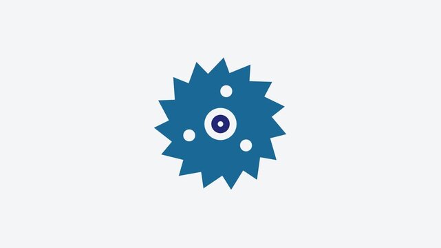 Seamless 4K looping animation of a flat saw blade icon in blue and azure, centred on a clean light background with plenty of copy space. Simple two tone vector shapes and smooth motion. Horizontal 16: