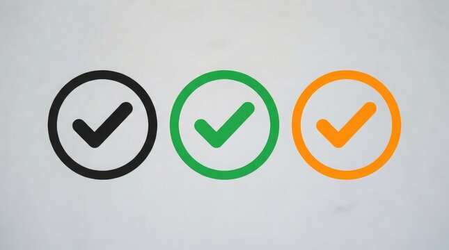 Three checkmark icons in different colors