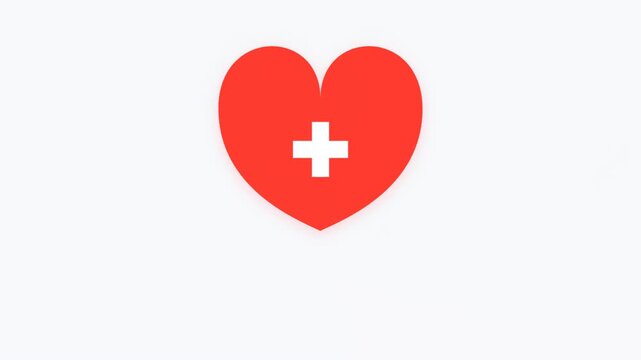 Red Heart with Plus Sign Animation Medical Health Care Icon