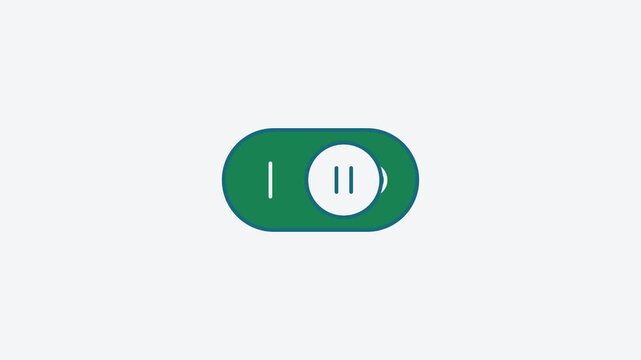 Animated flat toggle switch icon in a minimal vector style, fresh green on a bright light background. Smooth 4K seamless loop with the symbol isolated in the centre of the frame, leaving room for text