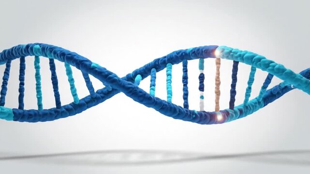 3D Scientific Animation of DNA Double Helix Highlighting Genetic Mutation and Variation