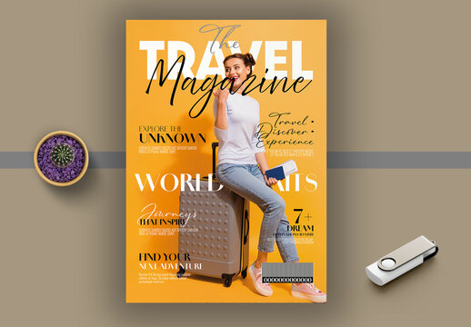 Travel Magazine Cover Template for Tourism and Adventure Editorial
