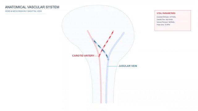 Animated Medical Infographic Human Carotid Artery and Jugular Vein Anatomy