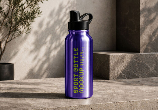 Metal Sports Bottle Mockup