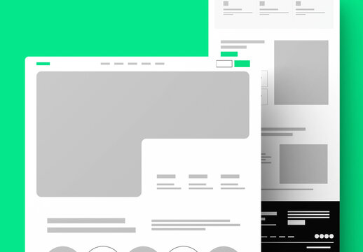 Modern Website Layout Template with Green Gradient Design
