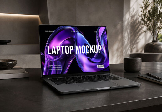 Modern Laptop on a Desk Mockup