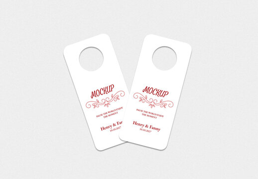 Realistic Overlapping Door Hanger Mockup