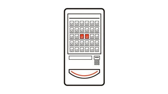 Minimalist flat illustration of a vending machine on white background