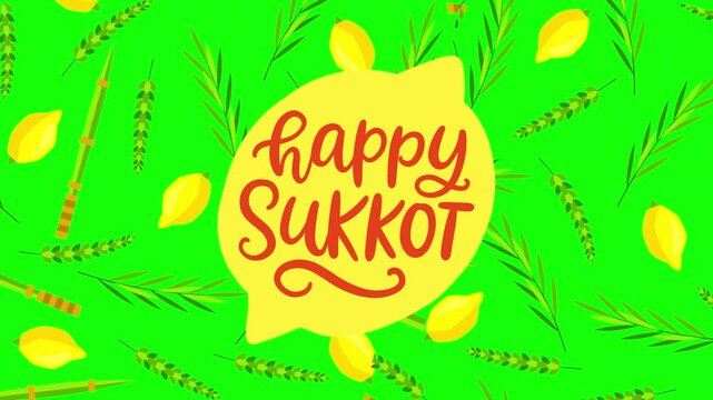 Jewish Sukkot festival animated motion graphic featuring Etrog fruit and botanical symbols