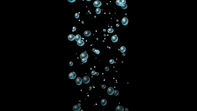 bubble water underwater liquid oxygen floating in a clean cartoon animation flow against a dark background