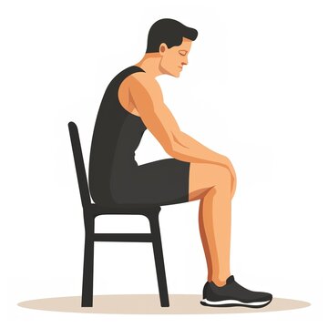 Man performing seated knee exercise