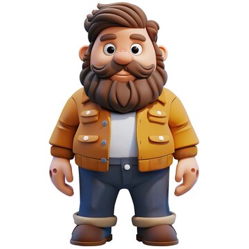 World Beard Day 3D Cartoon Character