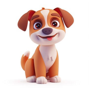 Cute cartoon puppy sitting isolated