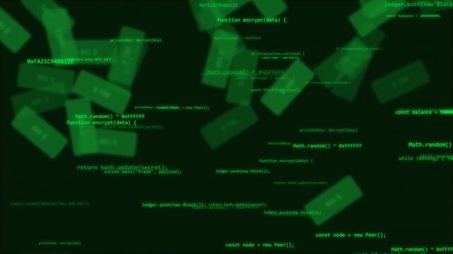 Falling Green Code Blocks Abstract Background Motion Graphics