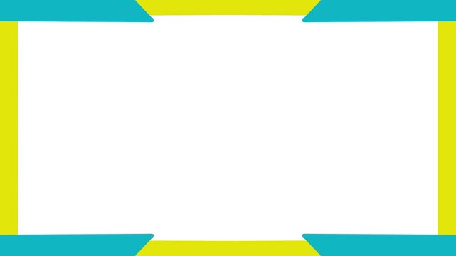 Abstract Geometric Frame Background with Blue and Yellow Dynamic Shapes.