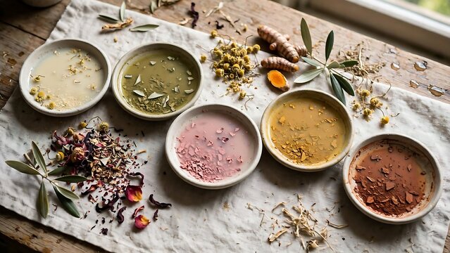 Botanical Infusions With Herbs Flowers and Turmeric